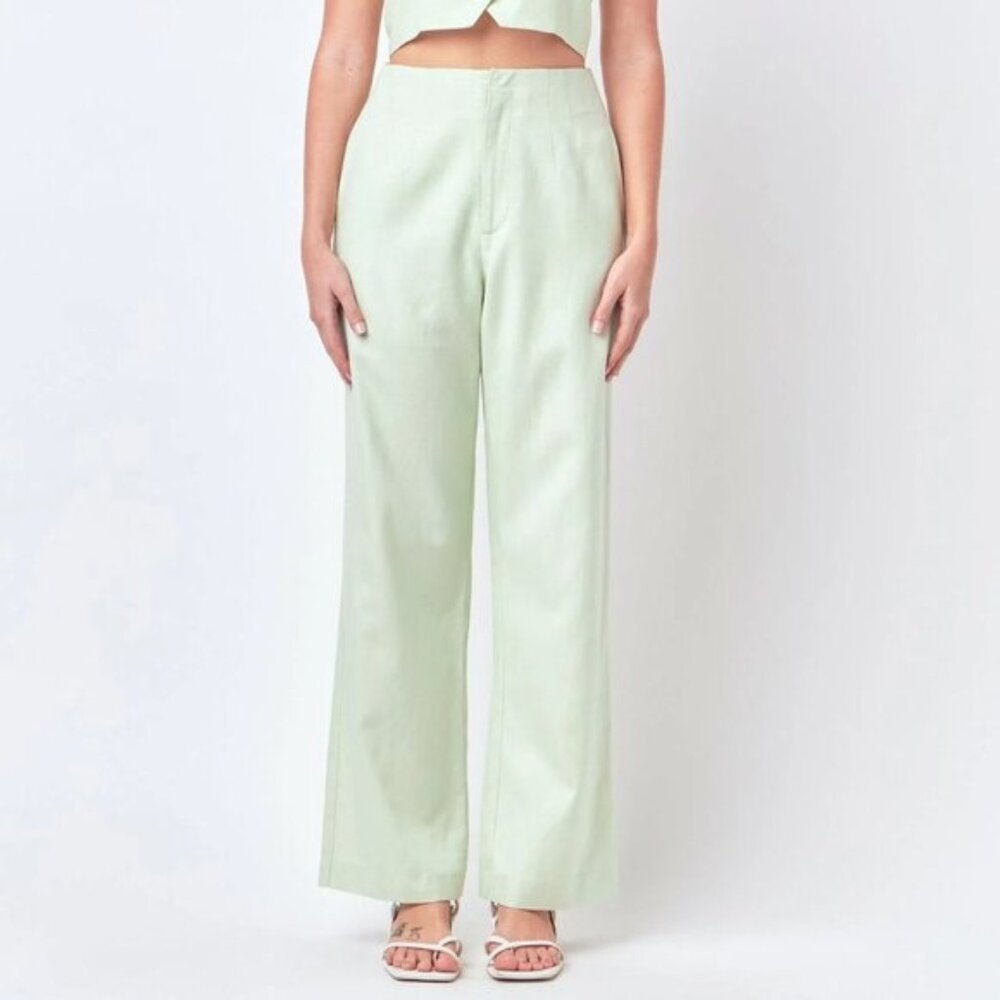 NWT English Factory Pants Wide Leg Trousers Ramie Viscose size L Mint Green